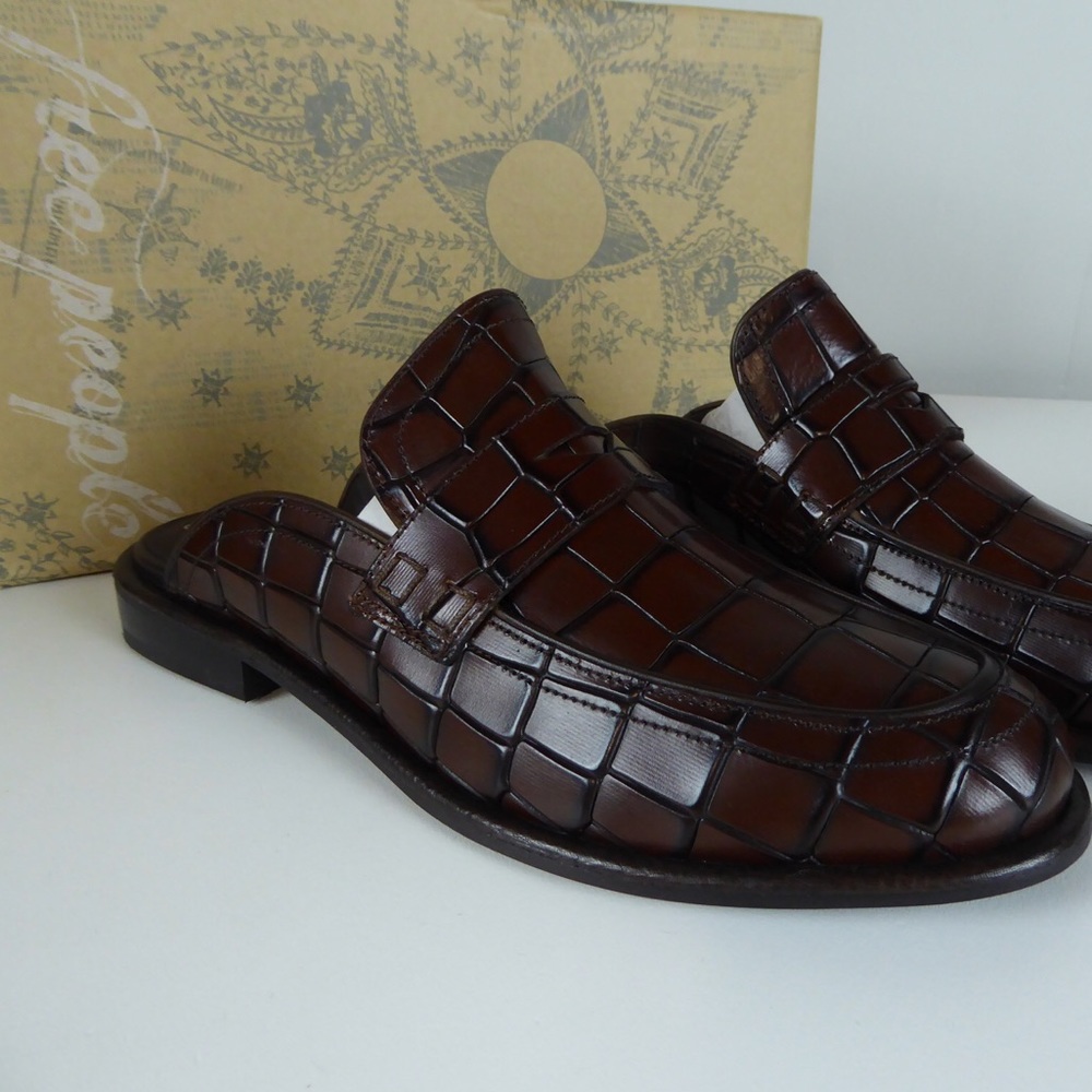 Free People Rowan Penny Loafer Mule Clog NIB Snake